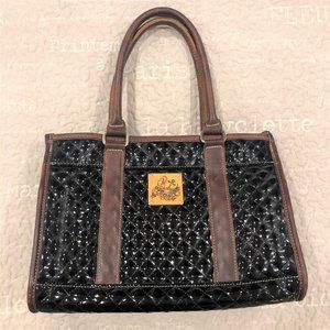 Consuela Boxy Tote Purse Black Leather Quilted